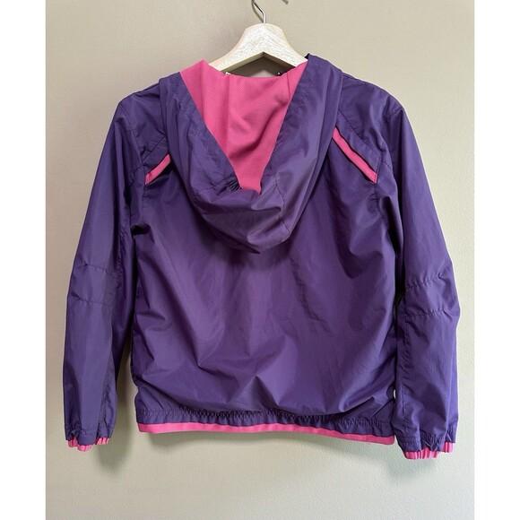 Hanes Sport Vintage Girls Windbreaker Zip Hooded Jacket Purple 90s Size‎ L 10/12 - Picture 5 of 12